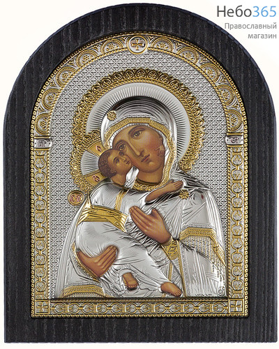  Владимирская икона Божией Матери. Икона в ризе 16,5х21,5 см, полиграфия, серебрение, золочение, на деревянной основе (Ж) (GFT2050/4), фото 1 