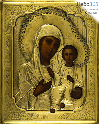  Смоленская икона Божией Матери. Икона писаная (Кж) 22х26,5, риза, 19 век, фото 1 
