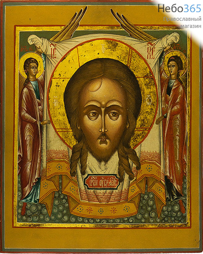  Нерукотворный Образ Спасителя. Икона писаная (Ю) 30х35, без ковчега, 19 век, реставрация, фото 1 