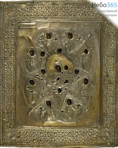  Неопалимая Купина икона Божией Матери. Икона писаная (Кж) 26х30, в ризе, 19 век, фото 1 