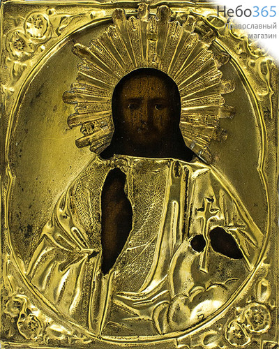  Господь Вседержитель. Икона писаная (Кж) 11х13, в ризе, 19 век, фото 1 
