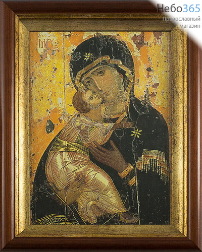  Икона в киоте 23х26,5, холст, деревянный багет икона Божией Матери Владимирская, фото 1 