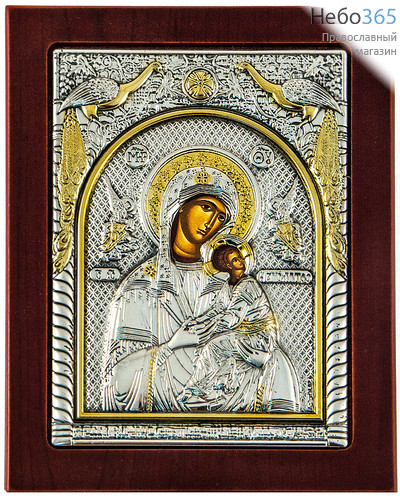 Икона в ризе 14х18, посеребрение, позолота, на дереве икона Божией Матери Страстная, фото 1 