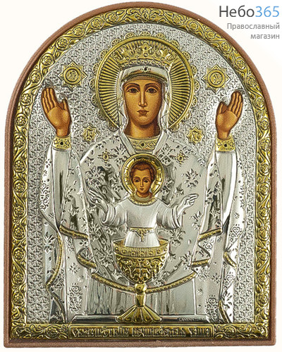  Икона в ризе EK1-РАG 4х6, шелкография, серебрение, золочение, на пластиковой основе икона Божией Матери Неупиваемая Чаша, фото 1 