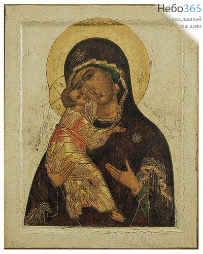  Владимирская икона Божией Матери. Икона на дереве 12х9,5, печать на левкасе, золочение, фото 1 