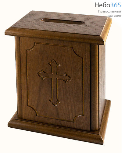  Кружка-ящик для пожертвований деревянная средняя, мдф, шпон дуба, 23 х 19 х 14 см,127013, фото 1 