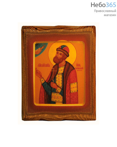 Икона на дереве (Зв) 12,5х15,5 (12,5х17,5), цифровая печать на прессованном хлопке, покрытая лаком Игорь Черниговский, святой благоверный князь, фото 1 