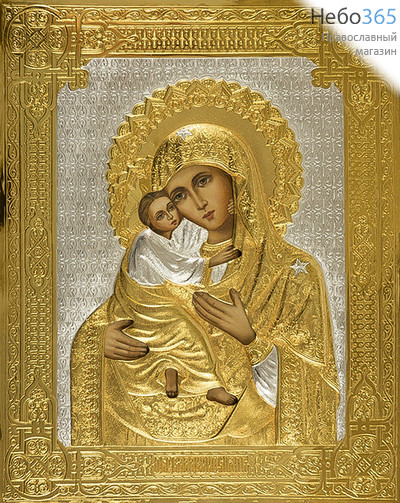  Владимирская икона Божией Матери. Икона писаная (У) 17х21,5х2,5, в ризе, фото 1 