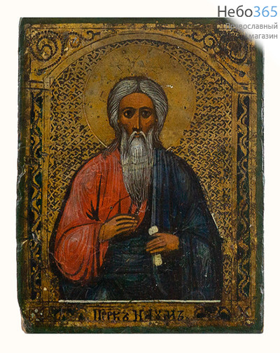  Наум, пророк. Икона писаная 6,7х8,7х1,4 см, без ковчега, 19 век (Кж), фото 1 