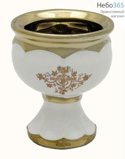  Лампада настольная керамическая "Кубок", средняя, с эмалью и золотом,, фото 1 