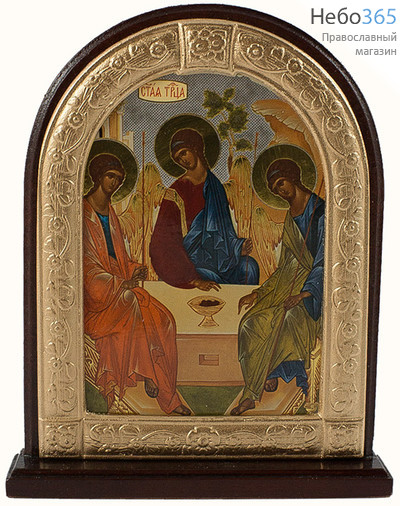  Икона на дереве 11х13, арочная, на подставке Святая Троица, фото 1 