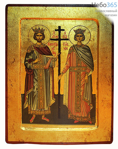  Икона на дереве (Нпл) B 4, 18х24, ручное золочение, с ковчегом Константин и Елена, равноапостольные (11278), фото 1 