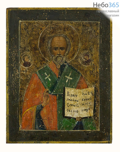  Николай Чудотворец, святитель. Икона писаная 8,5х11, 19 век, фото 1 