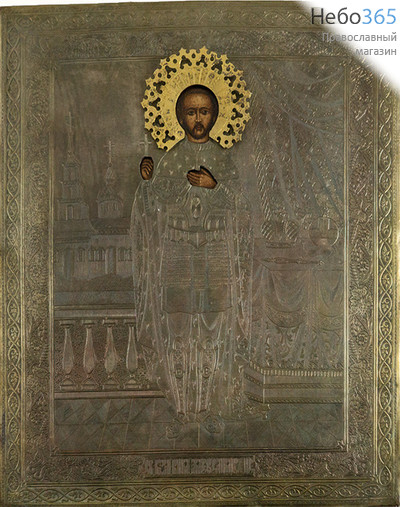  Александр Невский, благоверный князь. Икона писаная 22х26,5х2 см, в  ризе (Фр), фото 1 