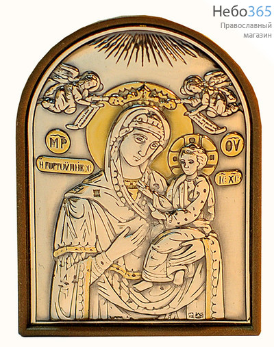  Икона в ризе EK1-PBG 4х6, сплошной оклад, серебрение, золочение, на пластиковой основе икона Божией Матери Страстная, фото 1 
