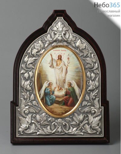  Икона именная №11 чеканка, живопись в деревяной рамке золочение серебро, фото 1 