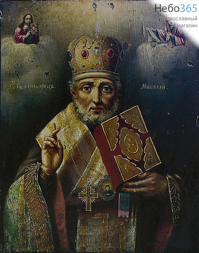  Икона на дереве 30х35-42, печать на холсте, копии старинных и современных икон Николай Чудотворец, фото 1 