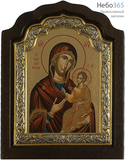  Икона шелкография C 11х16, фигурная рамка - 614316 Божией Матери Иверская, фото 1 