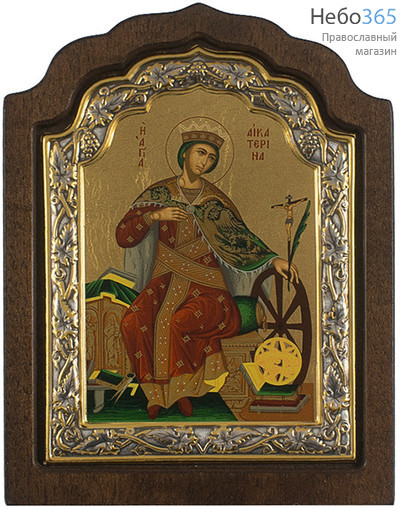  Икона шелкография C 11х16, фигурная рамка - 614316 Екатерина, великомученица, фото 1 