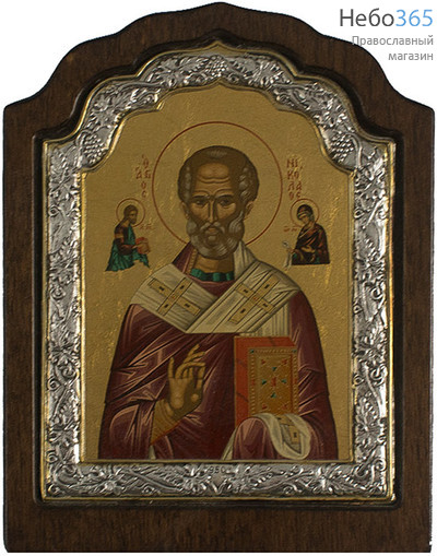  Икона шелкография C 11х16, фигурная рамка - 614316 Николай Чудотворец, святитель, фото 1 
