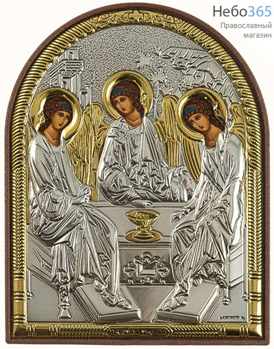  Икона в ризе EK2-PAG 6х7,5, шелкография, серебрение, золочение, на пластиковой основе Святая Троица, фото 1 