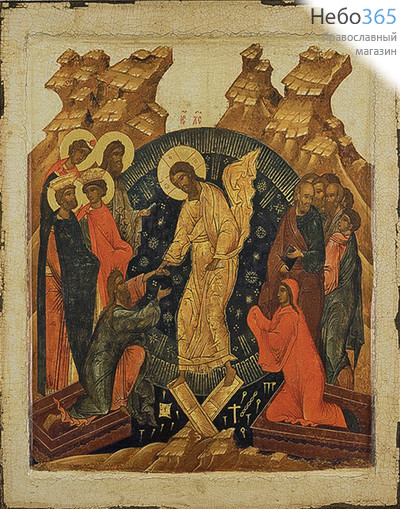  Икона на дереве 24х20, Воскресение Христово, печать на левкасе, золочение (ВХ-02), фото 1 
