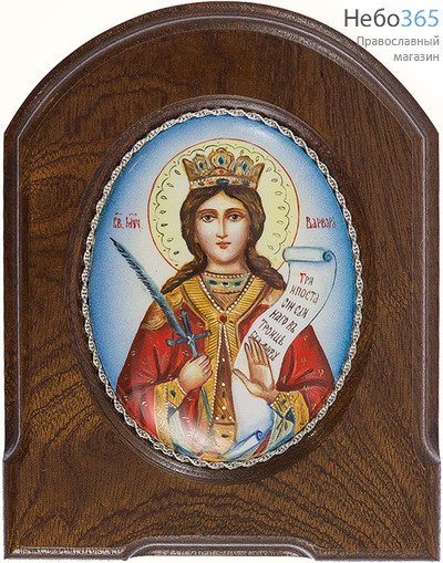  Варвара, великомученица. Икона писаная 6х8,5 эмаль, скань, фото 1 
