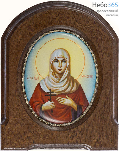  Христина, мученица. Икона писаная 6х8 (с основой 10,5х14), эмаль, скань, фото 1 