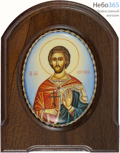  Евгений, мученик. Икона писаная 6х8 (с основой 10,5х14), эмаль, скань, фото 1 