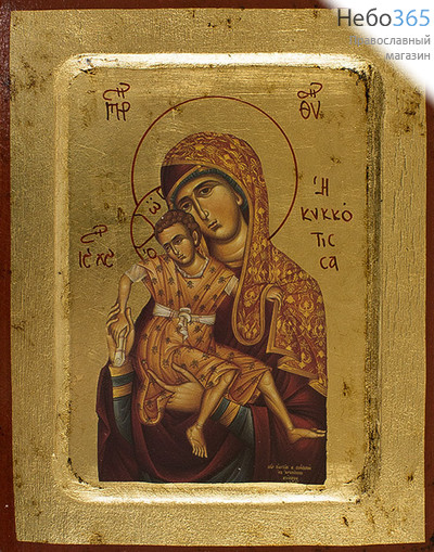  Икона на дереве B 2, 14х18, ручное золочение, с ковчегом икона Божией Матери Киккская, фото 1 