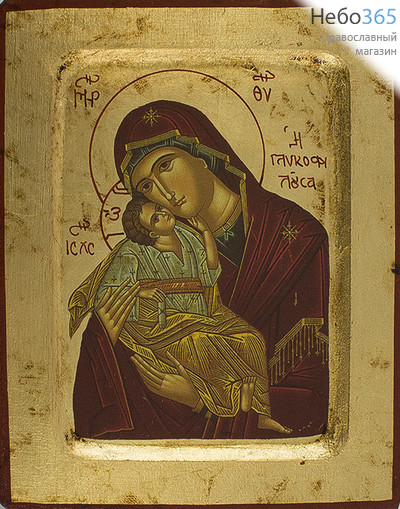  Икона на дереве B 2, 14х18, ручное золочение, с ковчегом икона Божией Матери Умиление, фото 1 