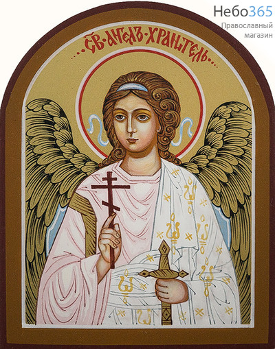 Ангел Хранитель. Икона писаная 10х13х1,5, золотой фон, арочная, без ковчега, фото 1 