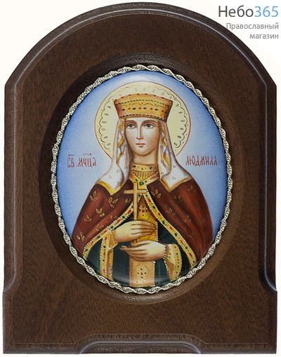  Людмила, мученица. Икона писаная  6,5х8,5, эмаль, скань, фото 1 