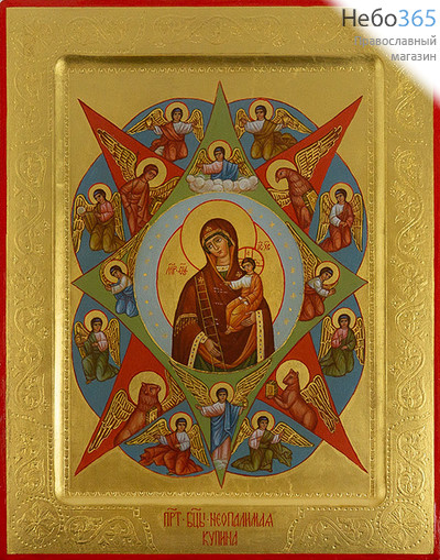  Неопалимая Купина икона Божией Матери. Икона писаная (Ст) 22х28, золотой фон, резьба по золоту, с ковчегом, фото 1 