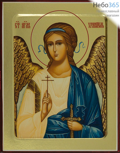 Ангел Хранитель. Икона на дереве 13х16х2,5 см, золотой фон, с ковчегом (Зх), фото 1 