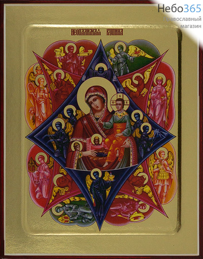  Неопалимая Купина икона Божией Матери. Икона на дереве 13х16х2,5 см, золотой фон, с ковчегом (Зх), фото 1 