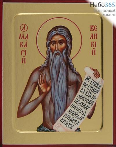  Макарий Великий, преподобный. Икона на дереве 13х16х2,5 см, золотой фон, с ковчегом (Зх), фото 1 