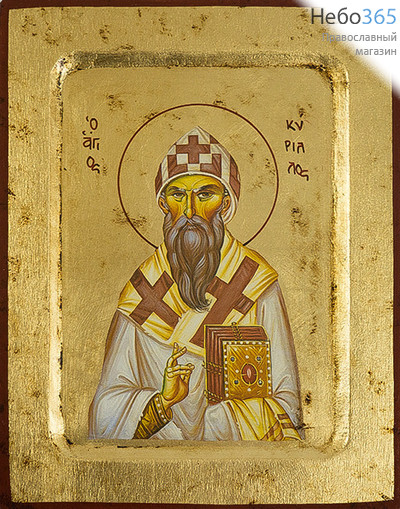  Икона на дереве, 14х18 см, ручное золочение, с ковчегом (B 2) (Нпл) Кирилл Александрийский, святитель (2476), фото 1 