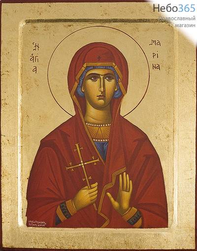  Икона на дереве, 24х31х2,5 см, ручное золочение, с ковчегом (B 6) (Нпл) Марина Антиохийская, великомученица (2864), фото 1 