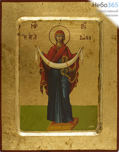  Икона на дереве, 14х18 см, ручное золочение, с ковчегом (B 2) (Нпл) икона Божией Матери Пояс Богородицы (3106), фото 1 
