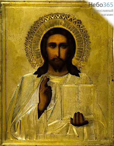  Икона писаная 18х22, Господь Вседержитель, риза, 19 век, фото 1 