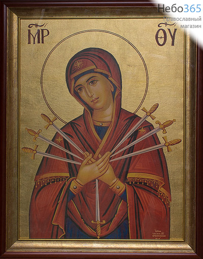  Икона в киоте 50х70 , Божией Матери Семистрельная, печать на холсте, багет., фото 1 