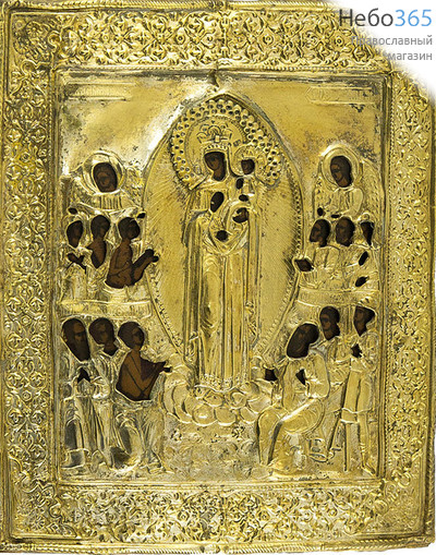  Икона писаная 22х26, Божией Матери Всех скорбящих Радость, ризе, 19 век, фото 1 
