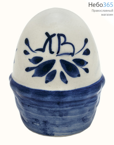  Яйцо пасхальное керамическое с кобальтовой росписью, высотой 6,5 см, фото 1 