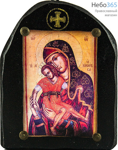  Икона на мдф (Ил) 14х18, репродукция византийских икон, с элементами металлического декора, фото 1 
