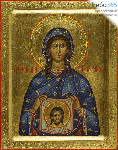  Вероника, мученица. Икона писаная 13х16, золотой фон, сложная резьба по золоту, с ковчегом, фото 1 