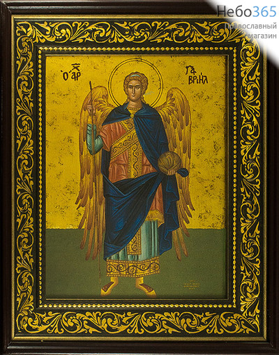  Икона в киоте (Пр-Нпл) 30х40 (с киотом 45х55), Архангел Гавриил, деревянный киот, багет, с чернением, фото 1 