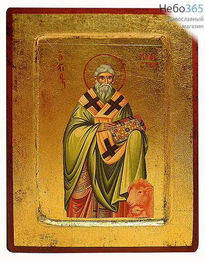  Икона на дереве B 2, 14х18, ручное золочение, с ковчегом Модест Иерусалимский, святитель, фото 1 