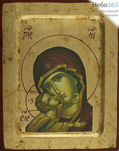  Икона на дереве, 14х18 см, ручное золочение, с ковчегом (B 2) (Нпл) икона Божией Матери Владимирская (2515), фото 1 