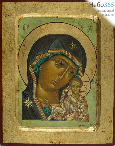  Икона на дереве (Нпл) B 2, 14х18 см., ручное золочение, с ковчегом икона Божией Матери Казанская, фото 1 